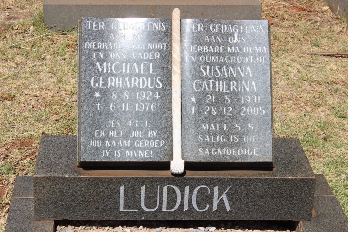 LUDICK Michael Gerhardus 1924-1976 &amp; Susanna Catherina 1931-2005