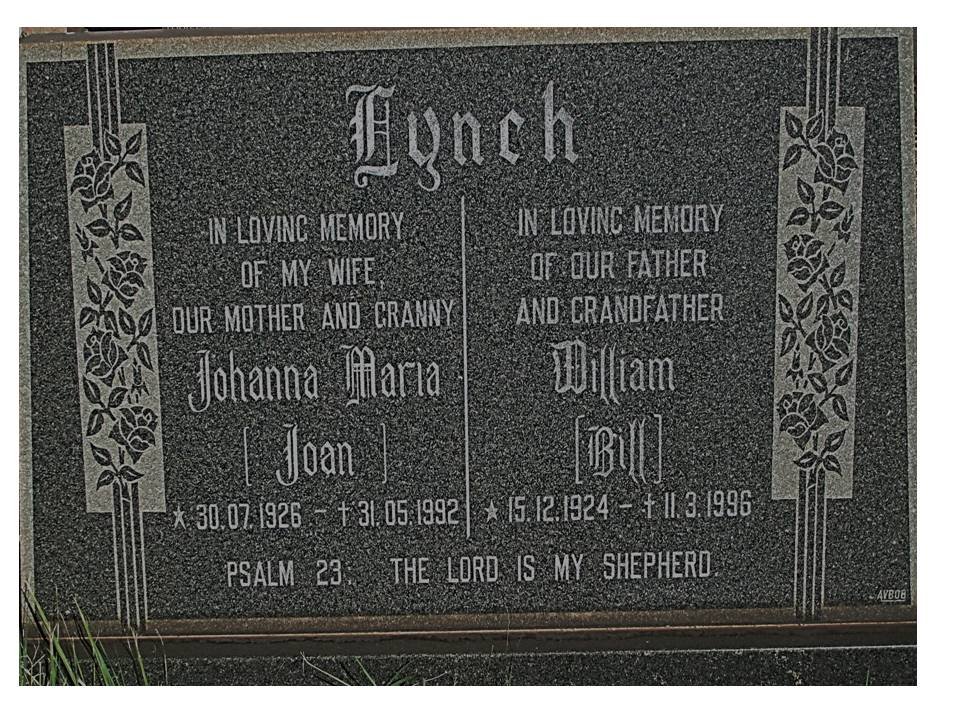 LYNCH William 1924-1996 &amp; Johanna Maria 1926-1992