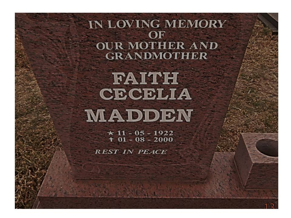 MADDEN Faith Cecelia 1922-2000