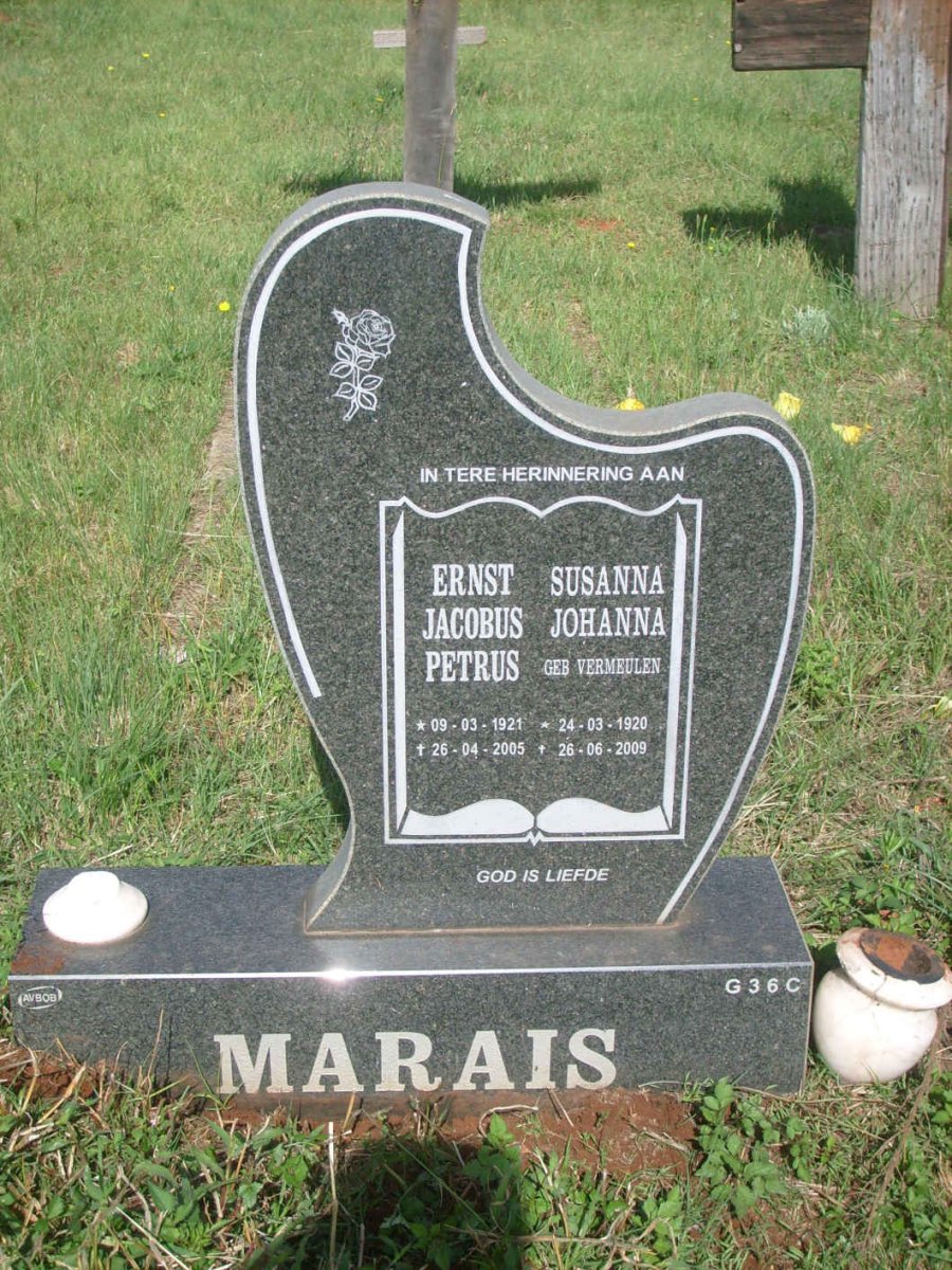 MARAIS Ernst Jacobus Petrus 1921-2005 &amp; Susanna Johanna VERMEULEN 1920-2009