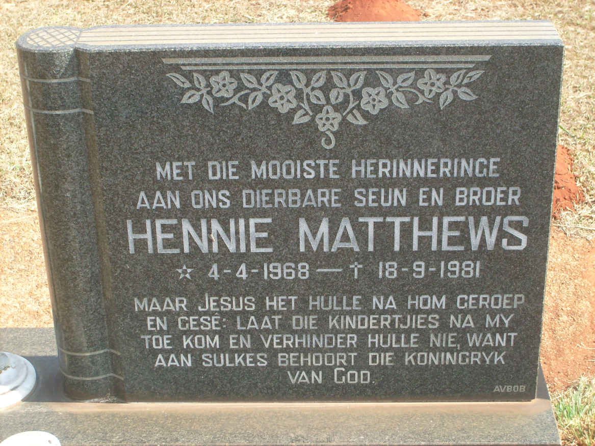 MATTHEWS Hennie 1968-1981