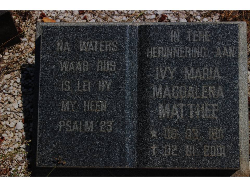 MATTHEE Ivy Maria Magdalena 1911-2001