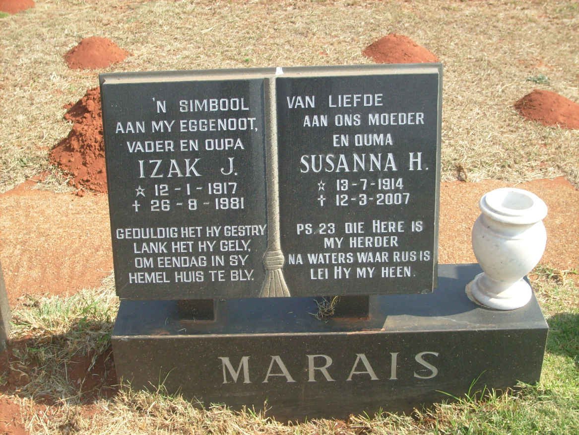 MARAIS Izak J. 1917-1981 &amp; Susanna H. 1914-2007