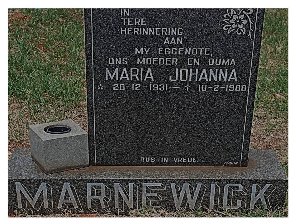 MARNEWICK Maria Johanna 1931-1988