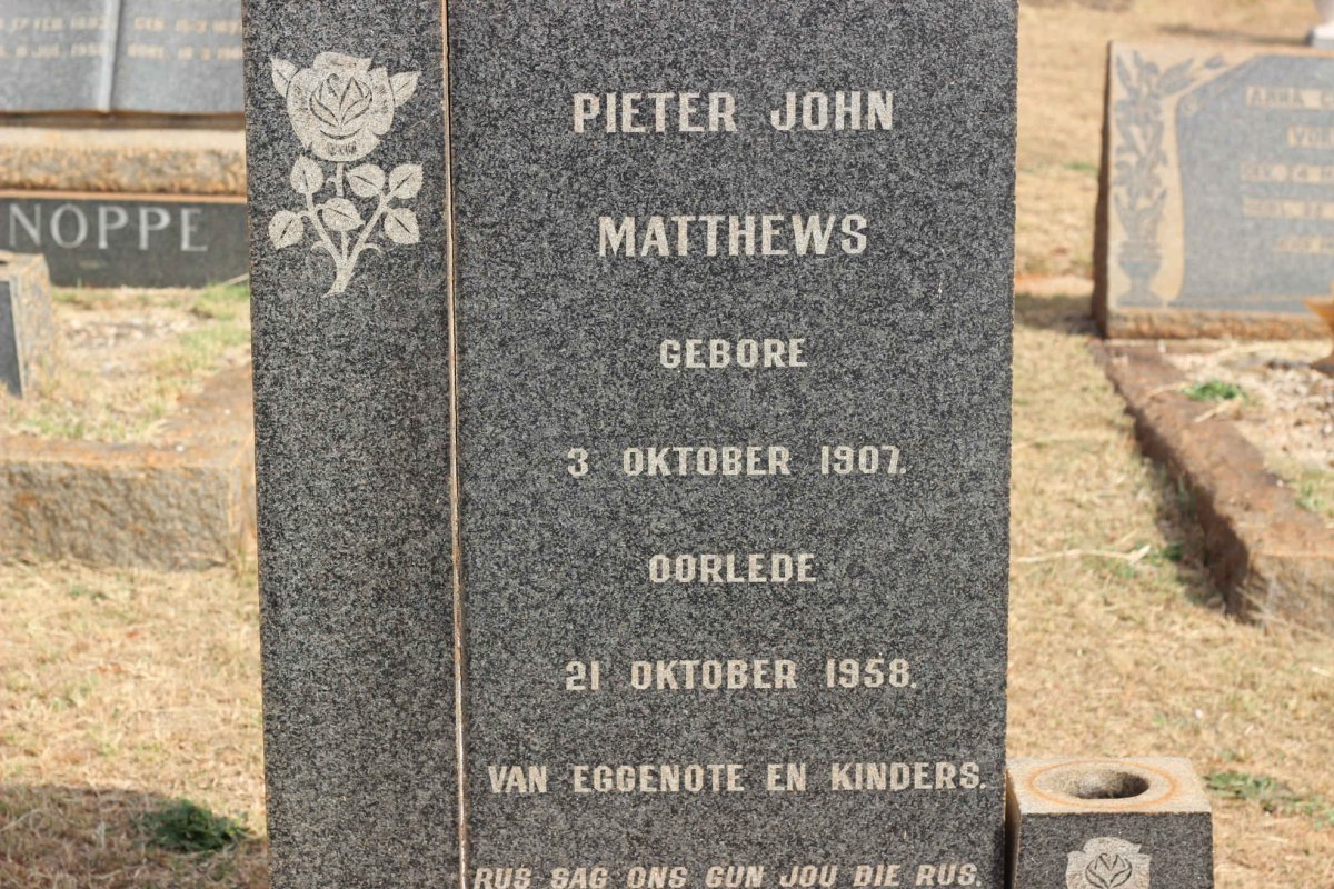 MATTHEWS Pieter John 1907-1958