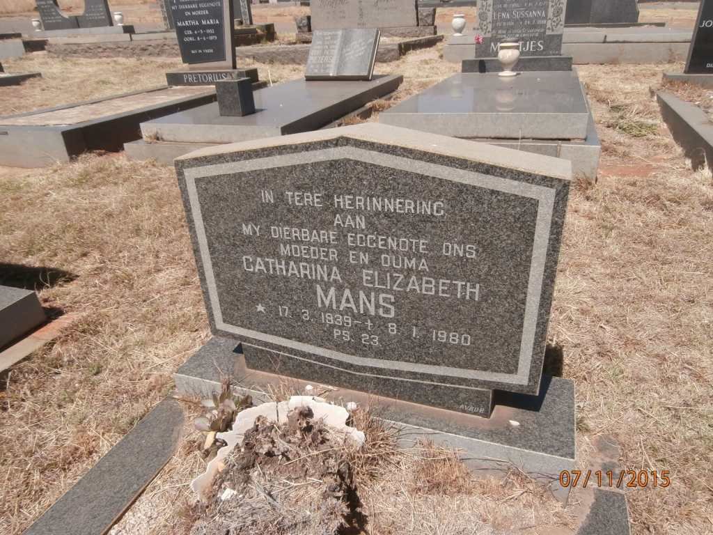 MANS Catharina Elizabeth 1939-1980