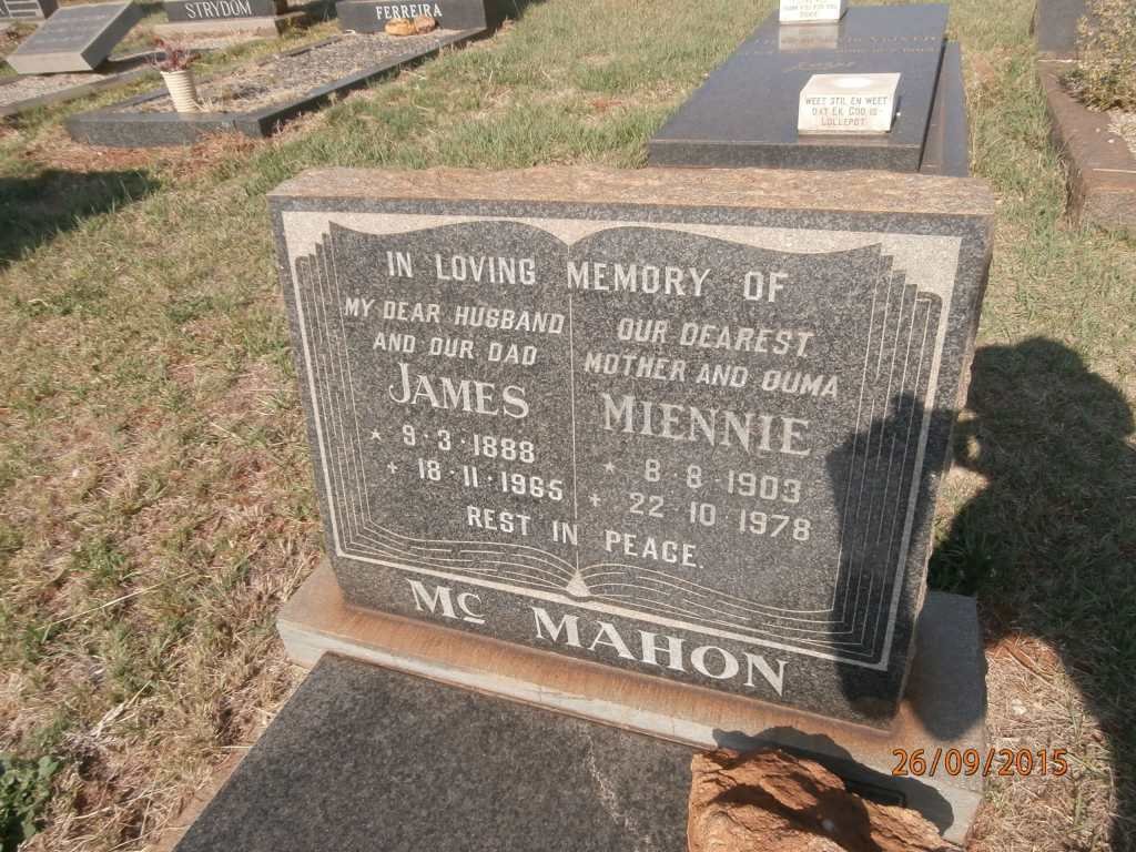 Mc MAHON James 1888-1965 &amp; Miennie 1903-1978