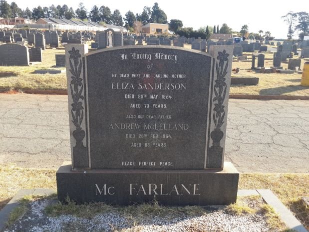 McLELLAND Andrew -1964 &amp; Eliza Sanderson -1954