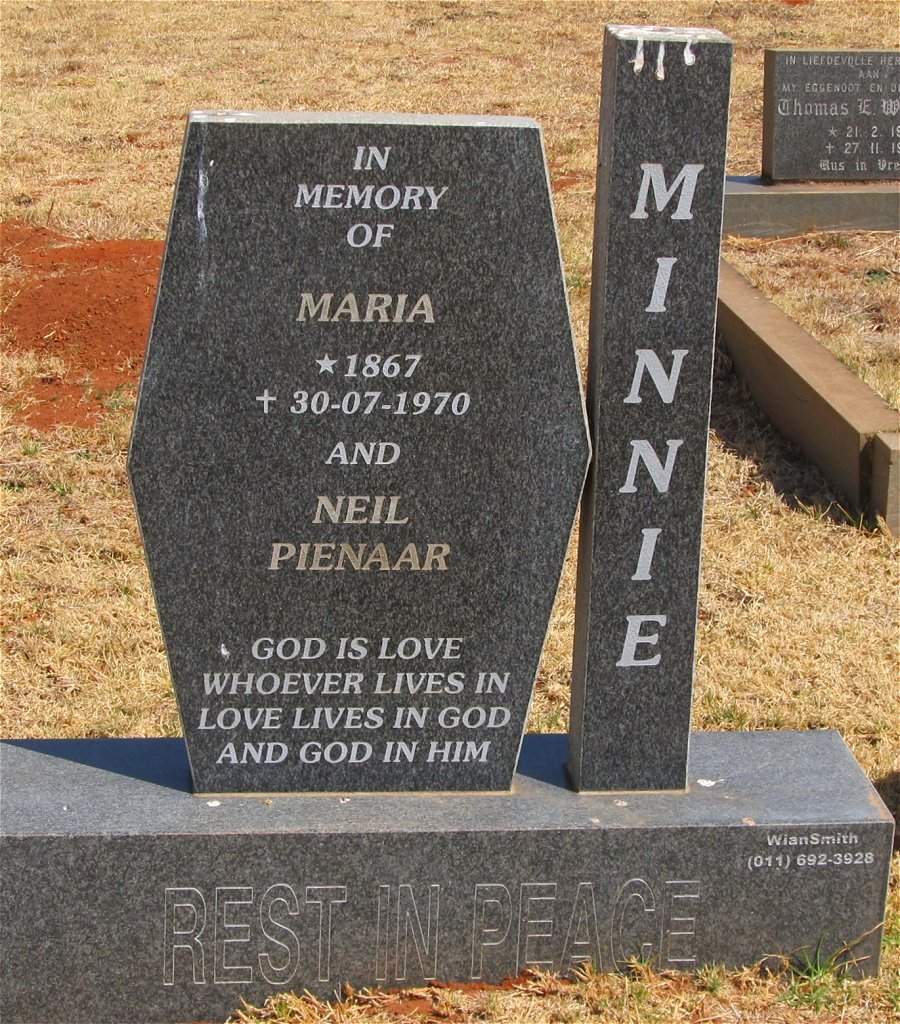 MINNIE Neil Pienaar &amp; Maria 1867-1970