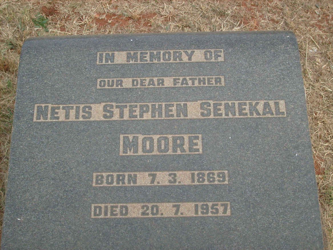 MOORE Netis Stephen Senekal 1869-1957