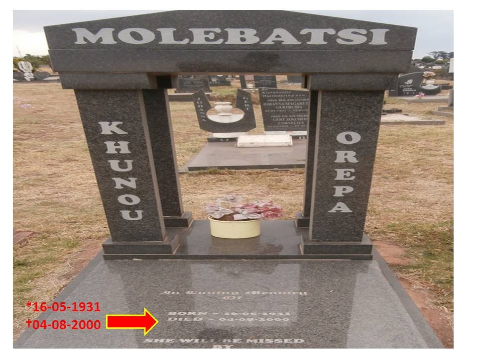 MOLEBATSI Khunou Orepa 1931-2000
