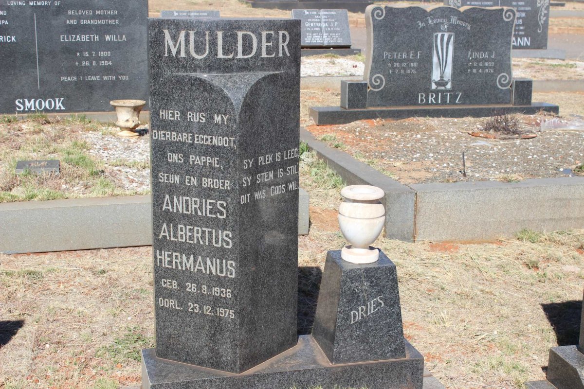 MULDER Andries Albertus Hermanus 1936-1975