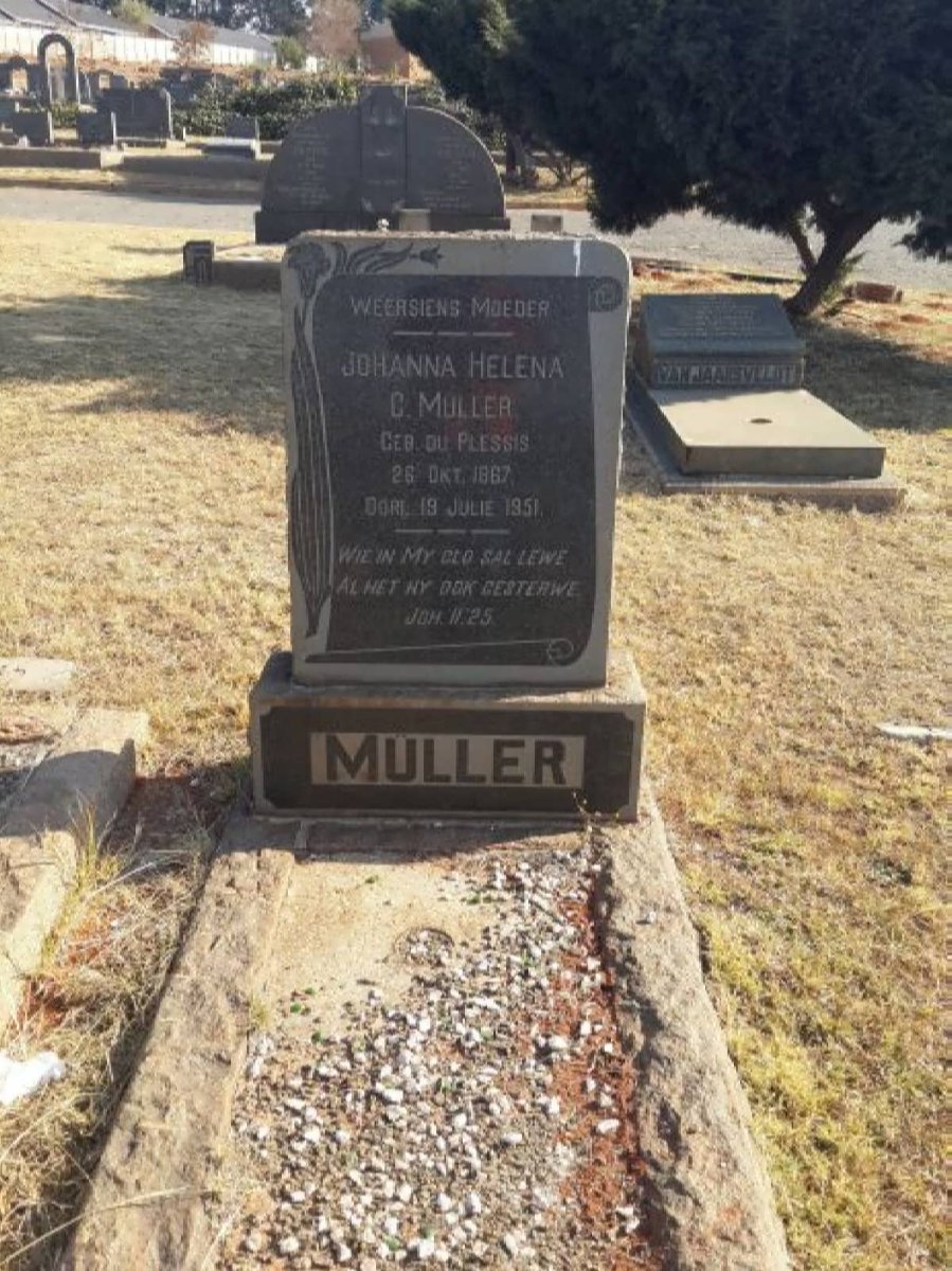 MÜLLER Johanna Helena C. nee DU PLESSIS 1867-1951