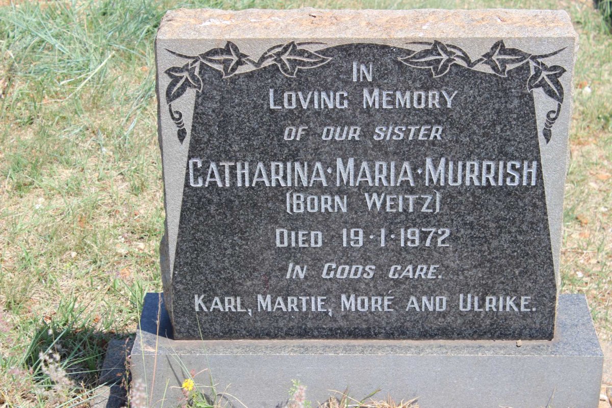 MURRISH Catharina Maria nee WEITZ -1972