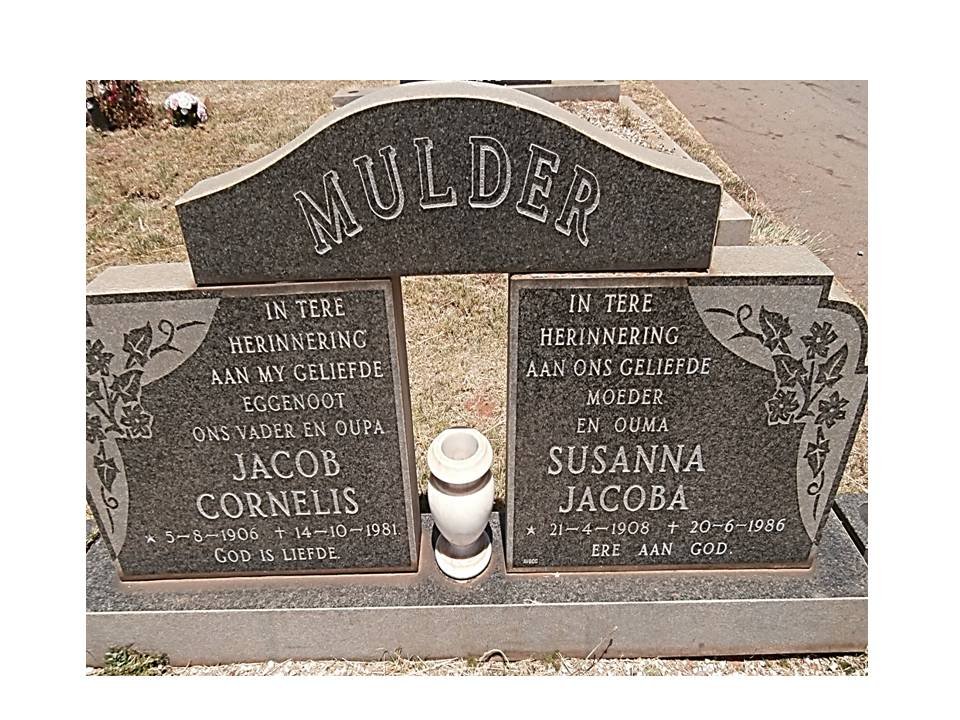 MULDER Jacob Cornelis 1906-1981 &amp; Susanna Jacoba 1908-1986