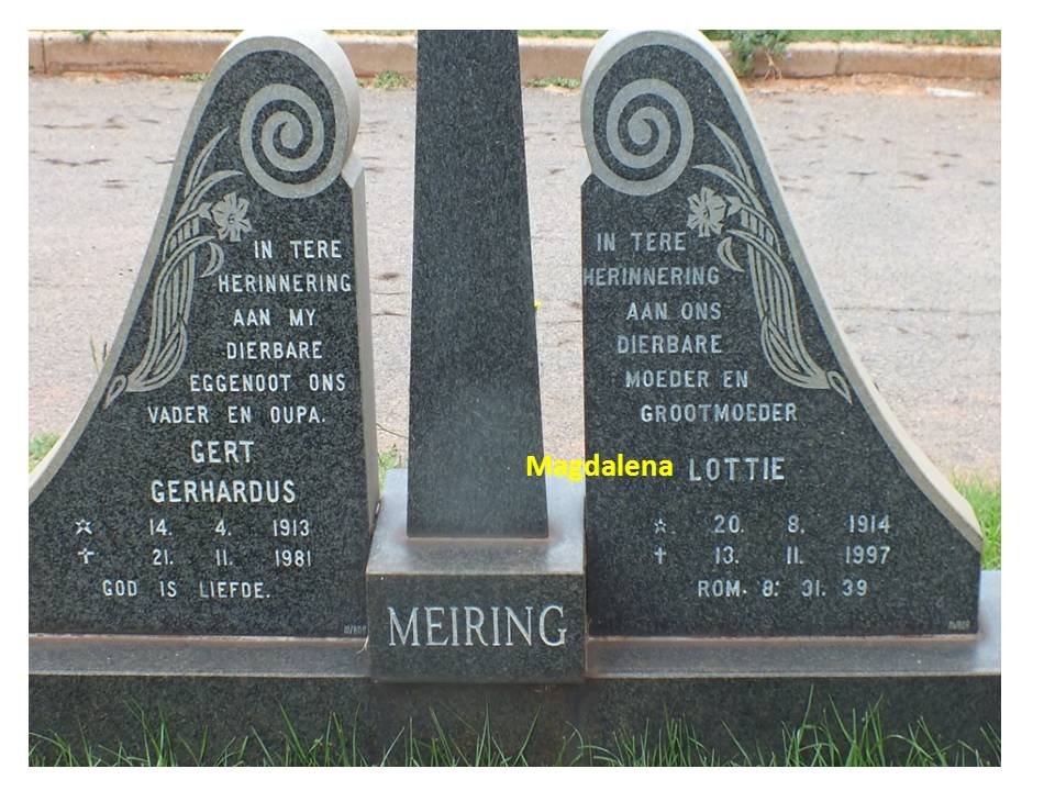 MEIRING Gert Gerhardus 1913-1981 &amp; Magdalena 1914-1997