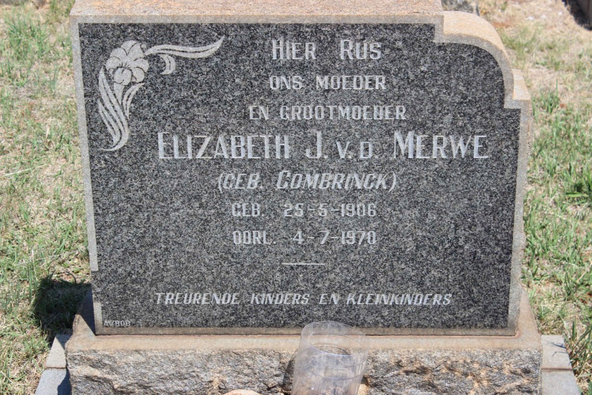 MERWE Elizabeth J., v.d. nee COMBRINCK 1906-1970