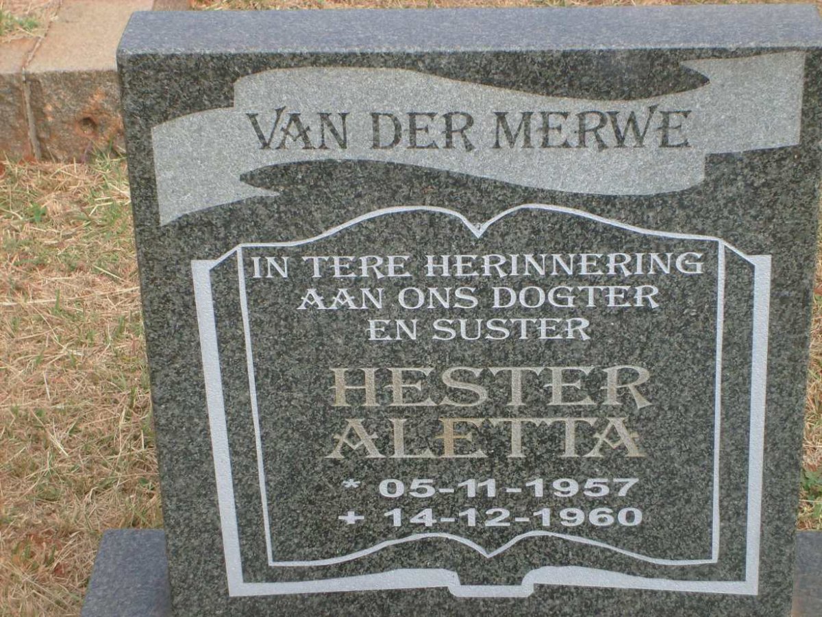 MERWE Hester Aletta, van der 1957-1960