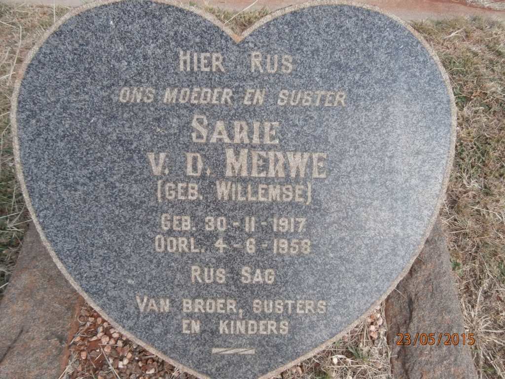 MERWE Sarie, v.d. nee WILLEMSE 1917-1958