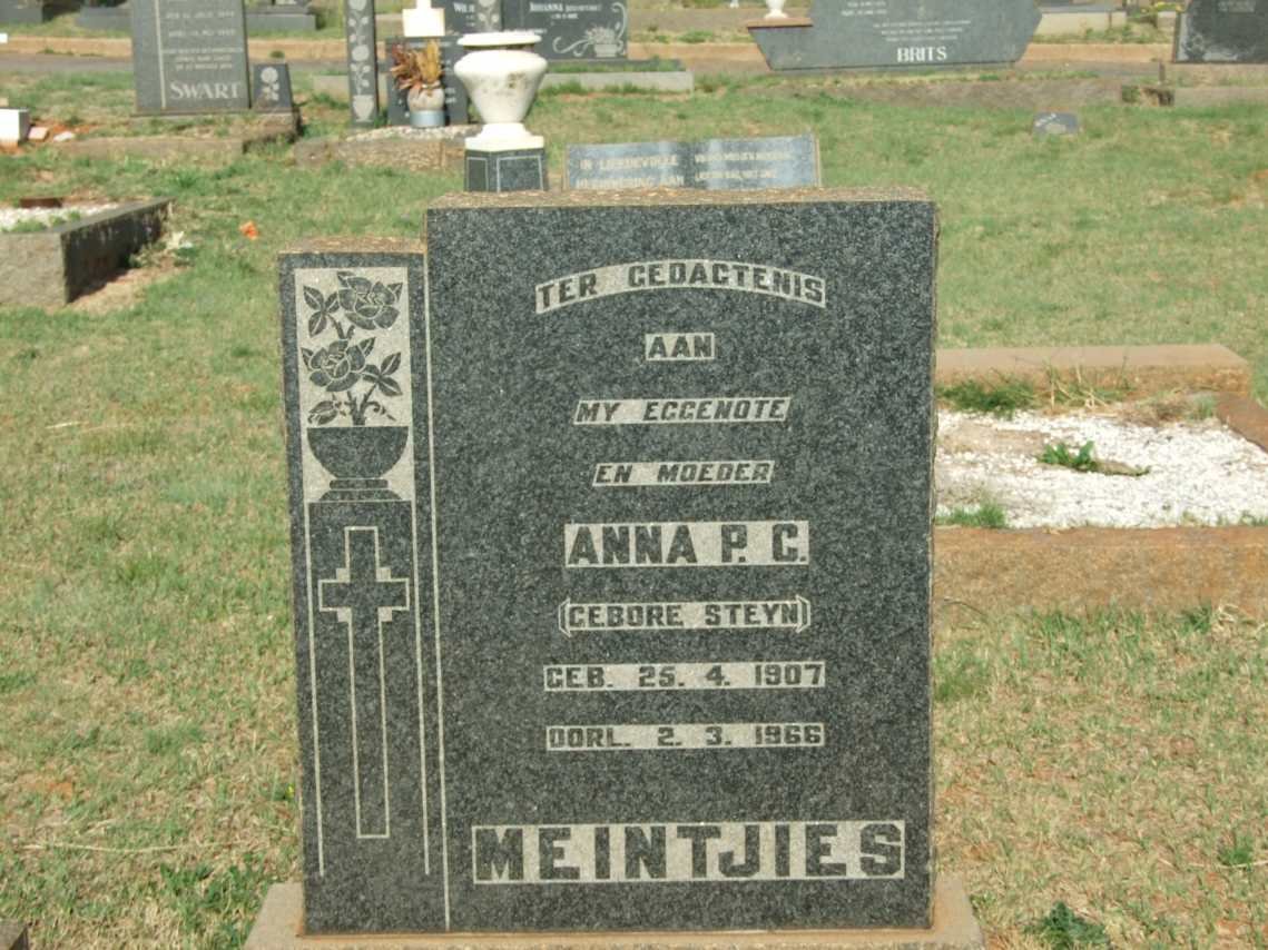 MEINTJIES Anna P.C. nee STEYN 1907-1966