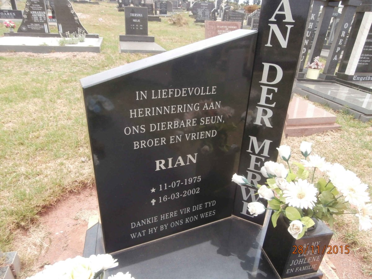 MERWE Rian, van der 1975-2002