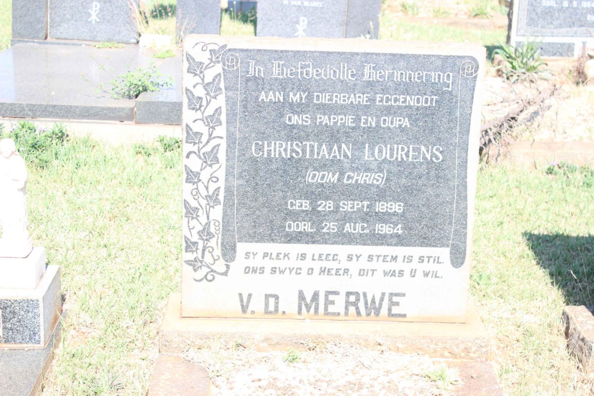 MERWE Christiaan Lourens, v.d. 1896-1964