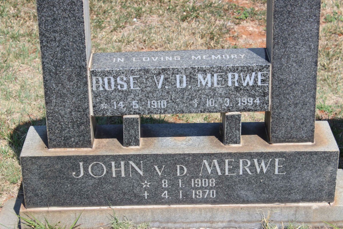 MERWE John, v.d. 1908-1970 &amp; Rose 1910-1994