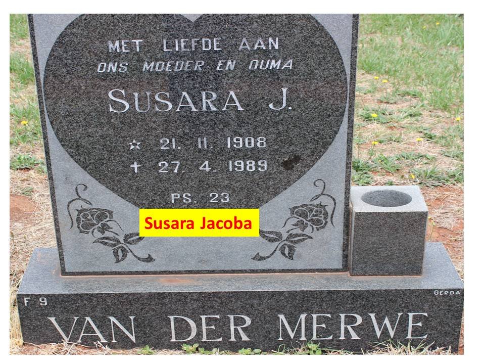 MERWE Susara Jacoba, van der 1908-1989
