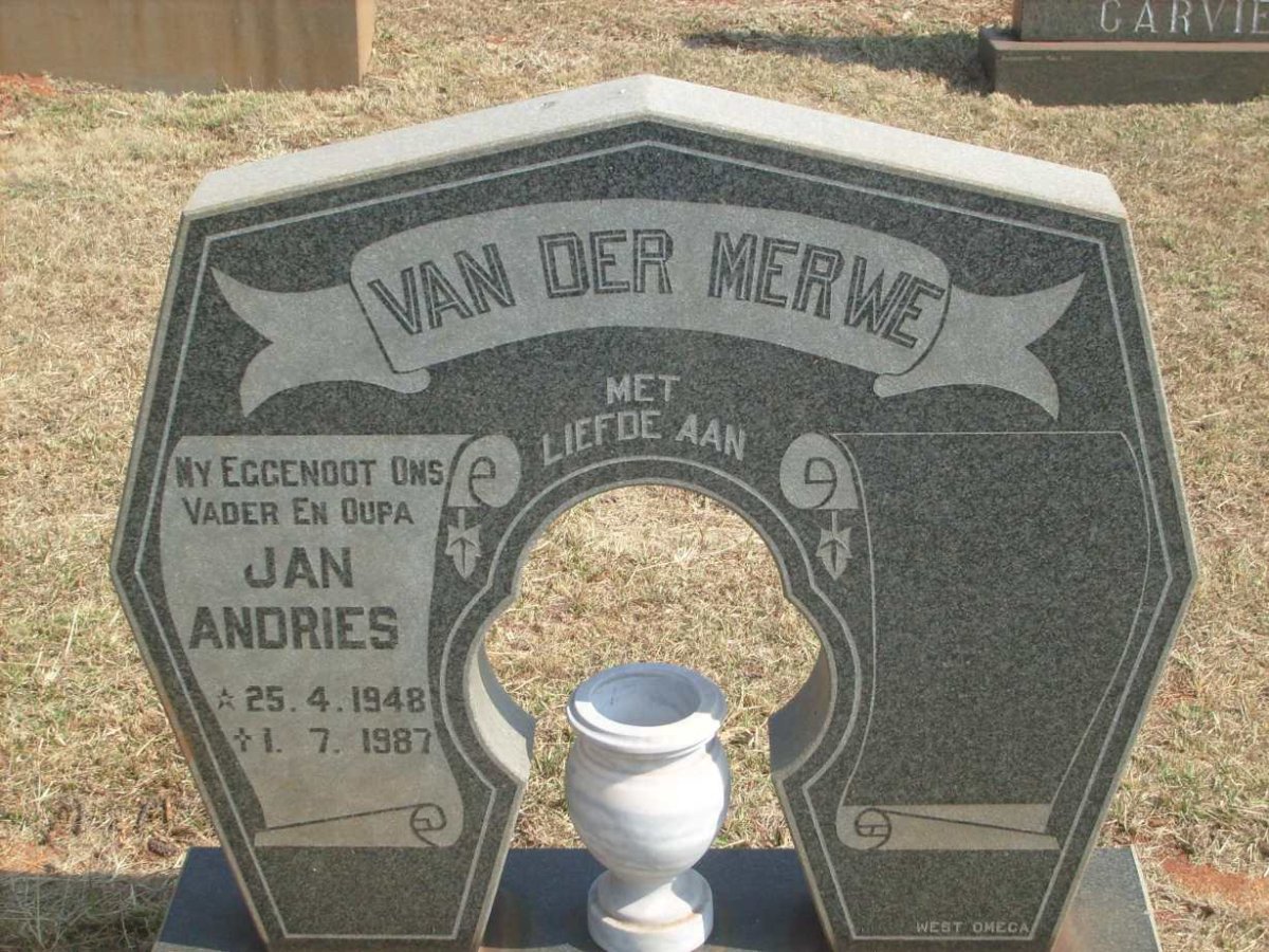 MERWE Jan Andries, van der 1948-1987