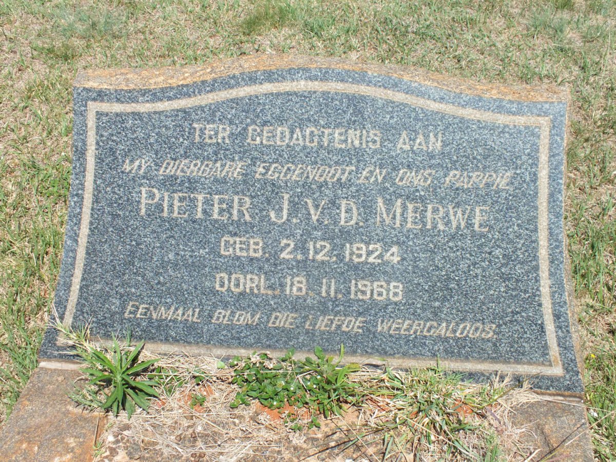 MERWE Pieter J., v.d. 1924-1968