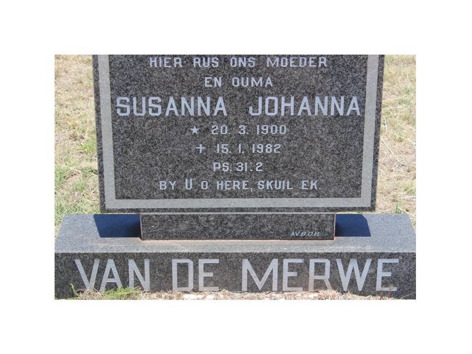 MERWE Susanna Johanna, van de 1900-1982