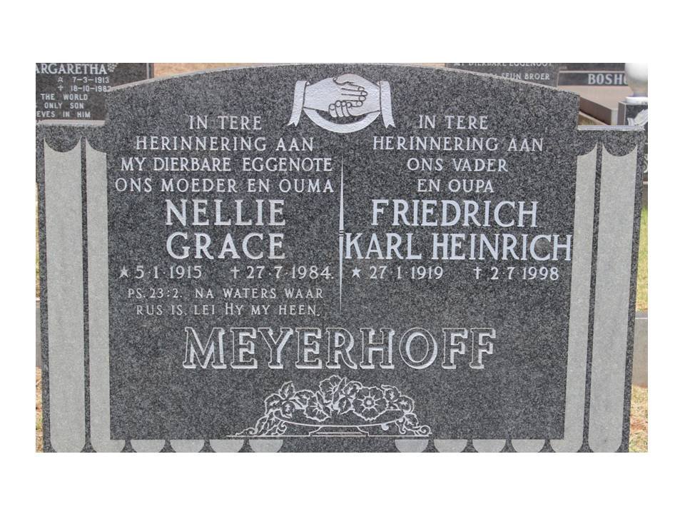 MEYERHOFF Friedrich Karl Heinrich 1919-1998 &amp; Nellie Grace 1915-1984