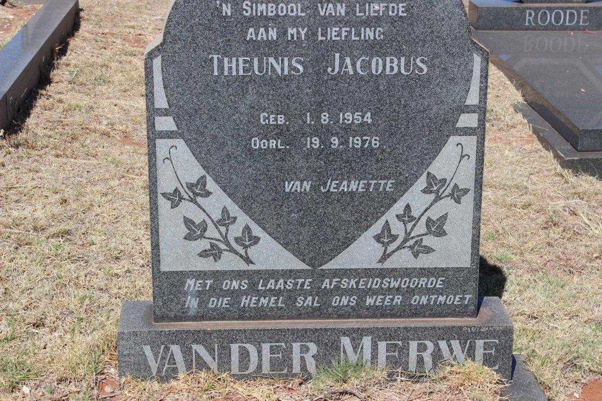 MERWE Theunis Jacobus, van der 1954-1976