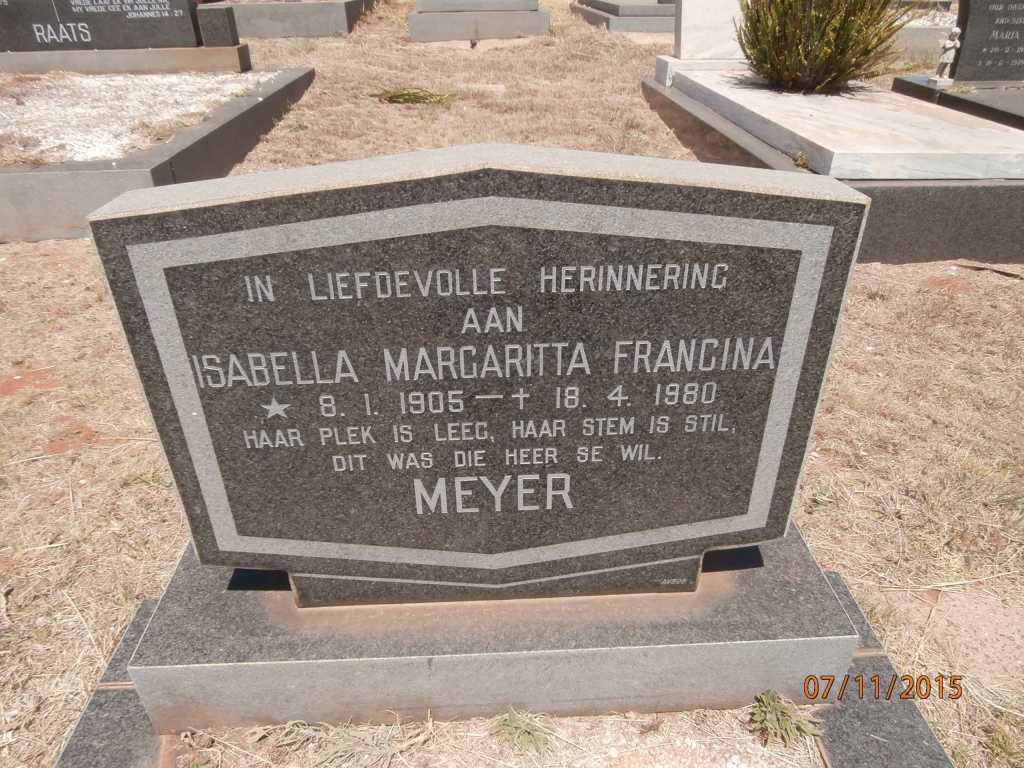 MEYER Isabella Margaritta Francina 1905-1980
