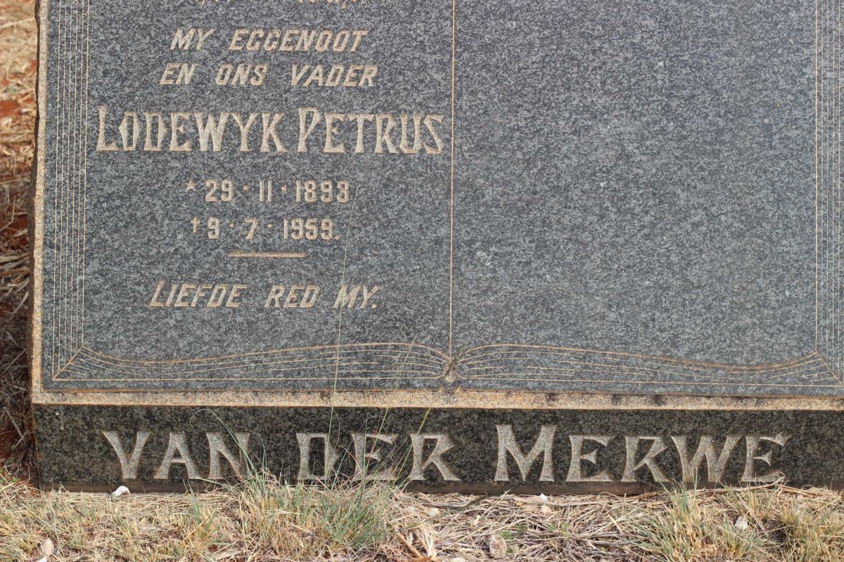 MERWE Lodewyk Petrus, van der 1893-1959