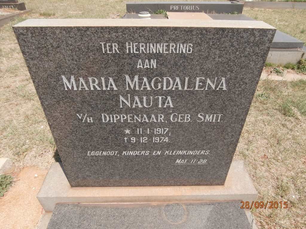 NAUTA Maria Magdalena voorheen DIPPENAAR nee SMIT 1917-1974