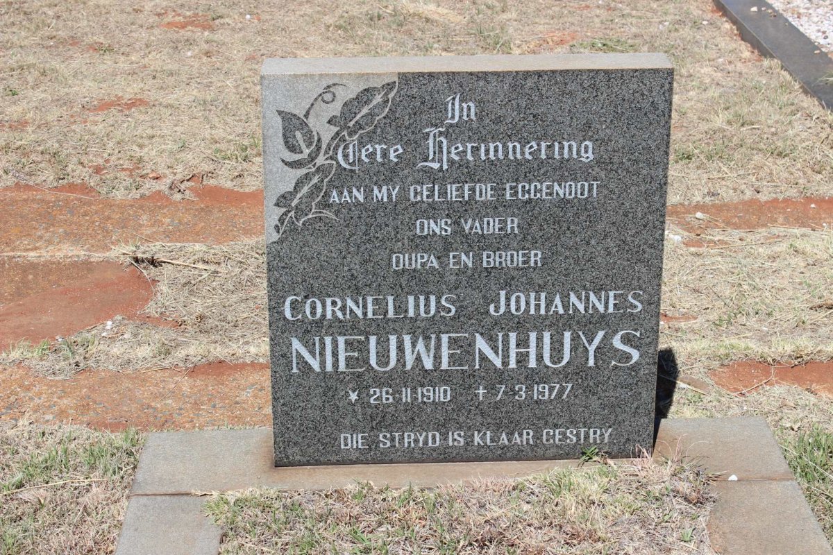 NIEUWENHUYS Cornelius Johannes 1910-1977