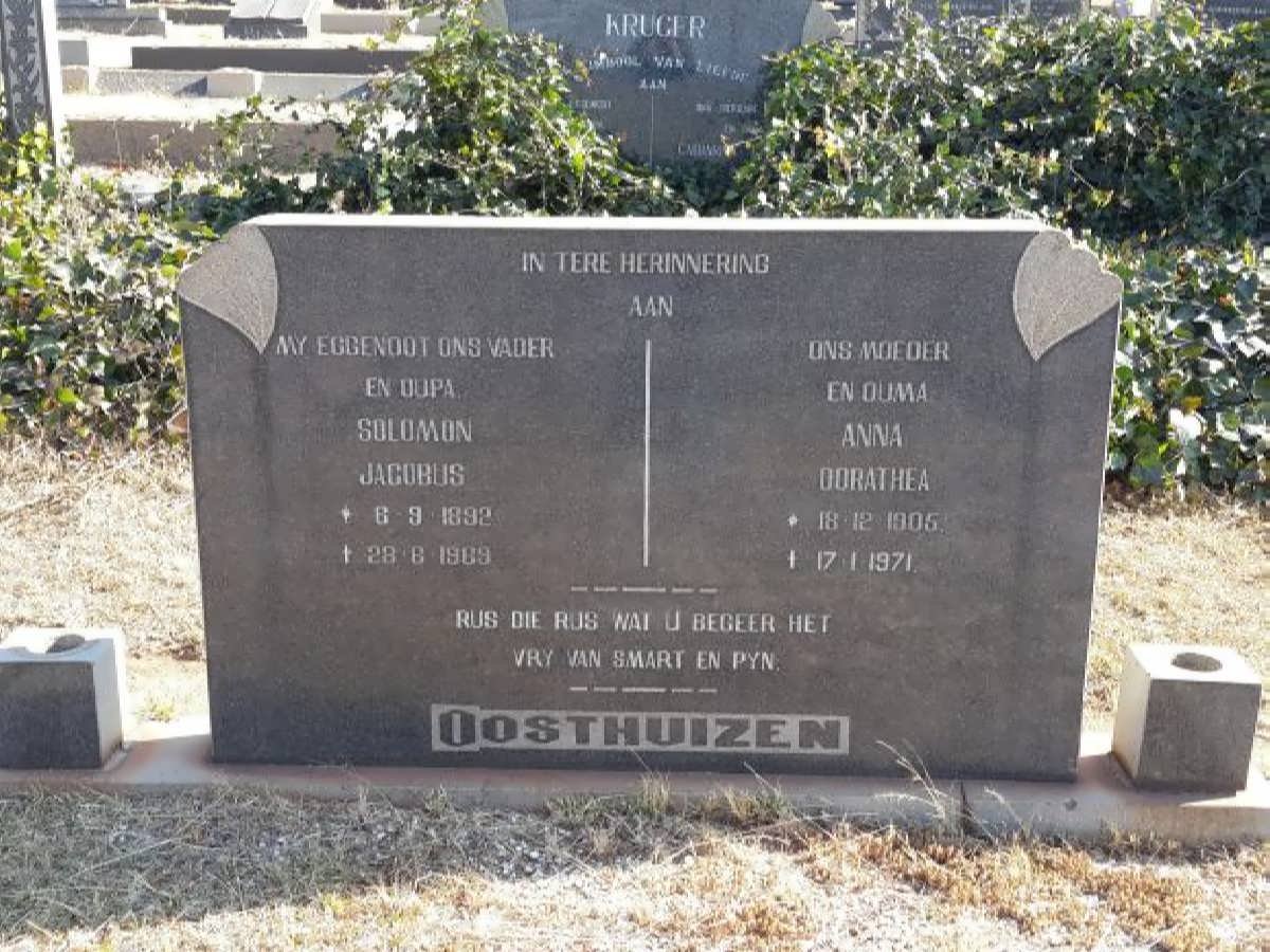 OOSTHUIZEN Solomon Jacobus 1892-1969 &amp; Anna Dorathea 1905-1971