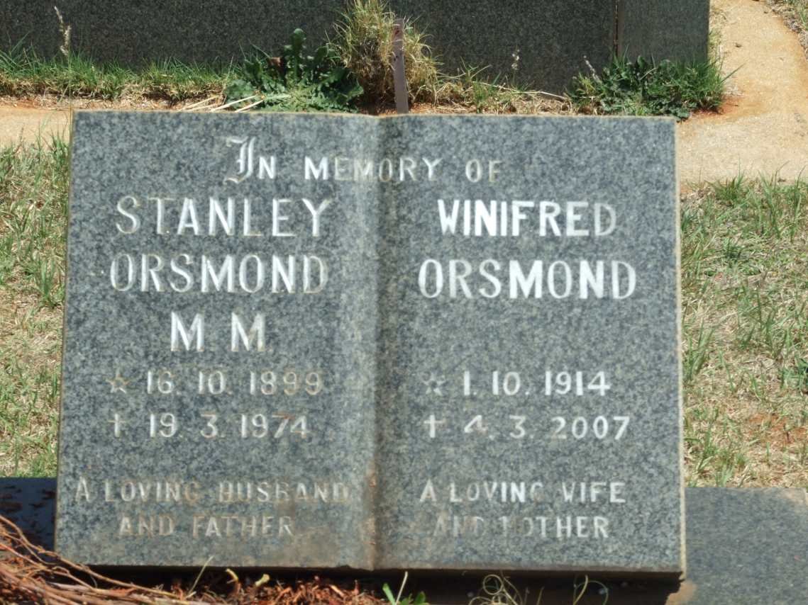 ORSMOND Stanley M.M. 1899-1974 &amp; Winifred 1914-2007