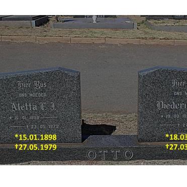 OTTO Diederick T.J. 1896-1981 &amp; Aletta F.J. 1898-1979