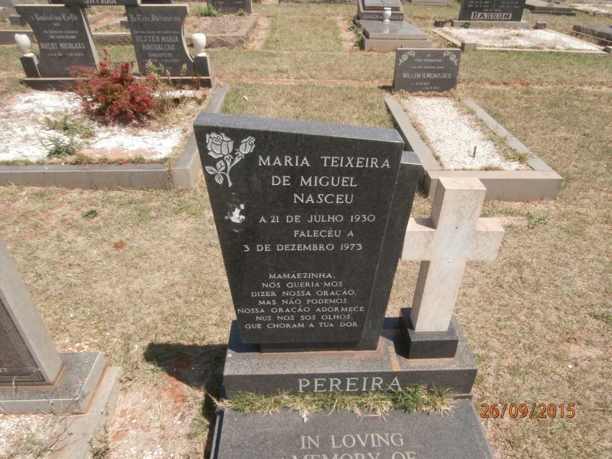 PEREIRA Maria Texeira  de Miguel 1930-1973