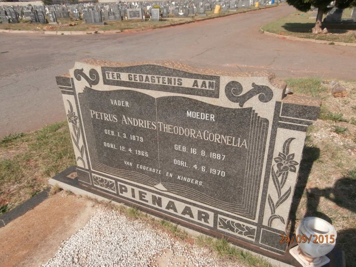 PIENAAR Petrus Andries 1879-1965 &amp; Theodora Cornelia 1887-1970