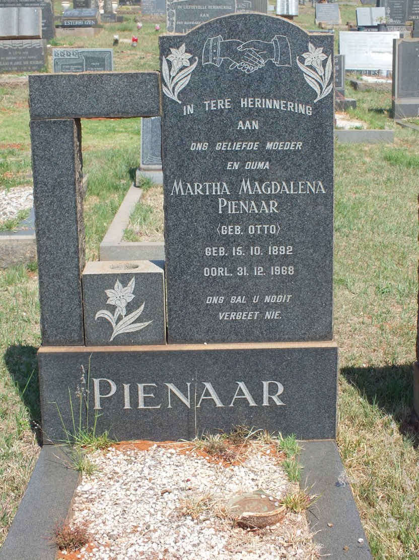 PIENAAR Martha Magdalena nee OTTO 1892-1968