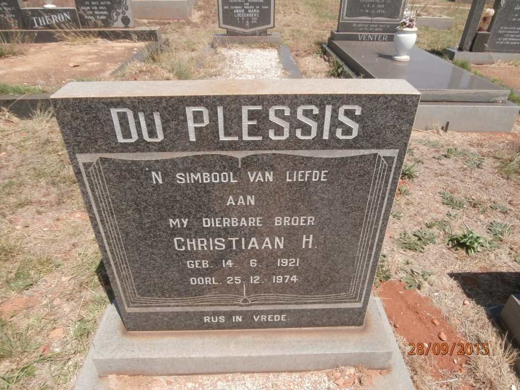 PLESSIS Christiaan H., du 1921-1974