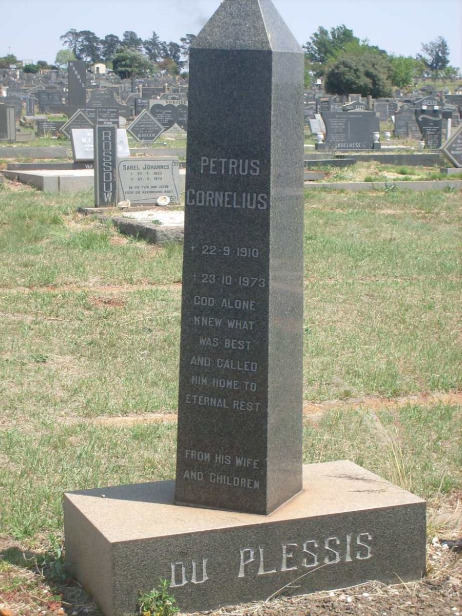 PLESSIS Petrus Cornelius, du 1910-1973