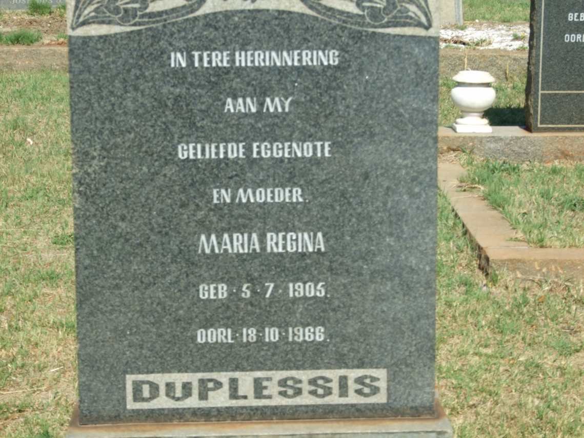PLESSIS Maria Regina, du 1905-1966
