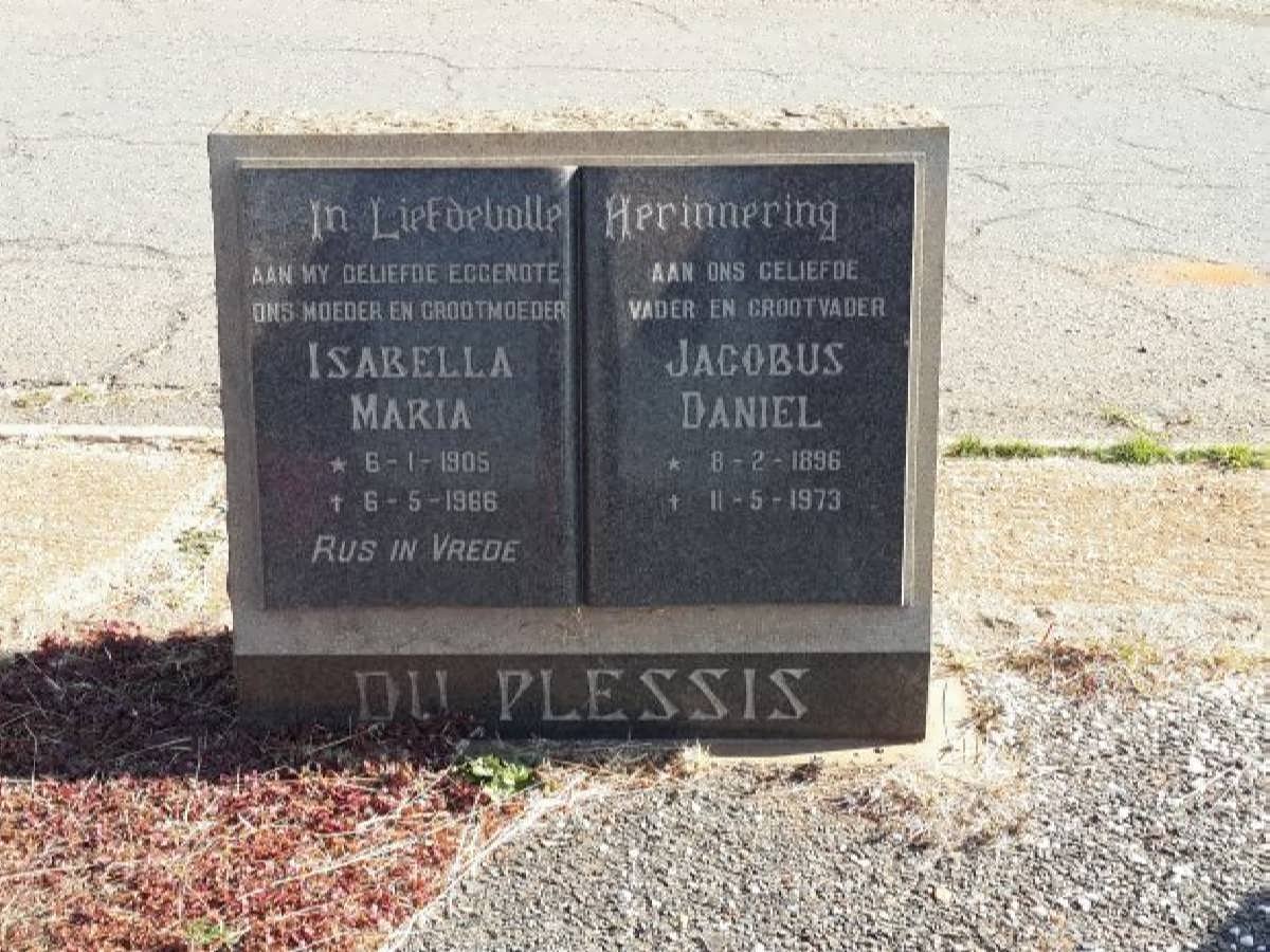 PLESSIS Jacobus Daniel, du 1896-1973 &amp; Isabella Maria 1905-1966