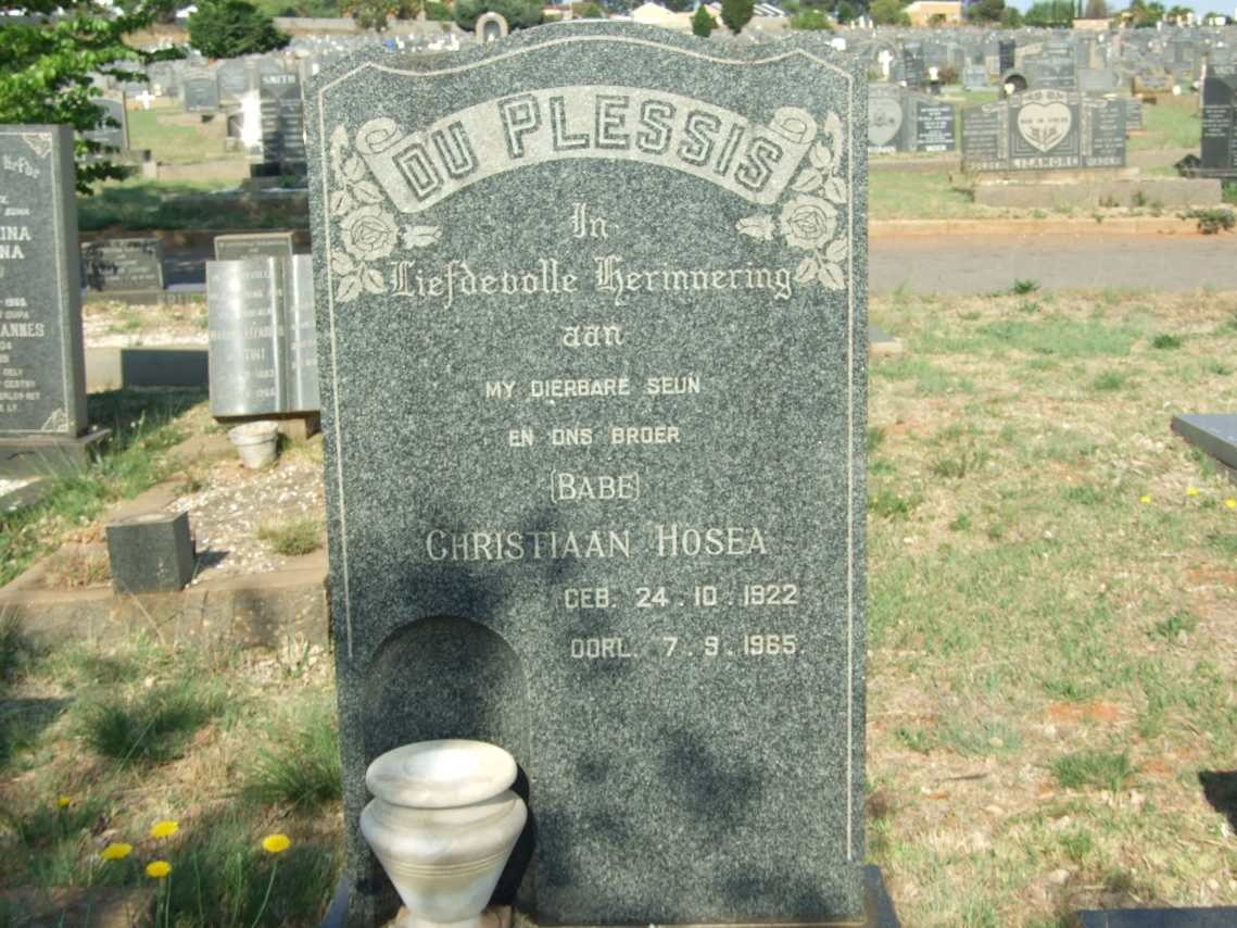 PLESSIS Christiaan Hosea, du 1922-1965