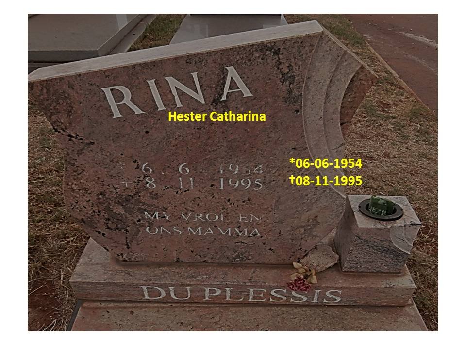 PLESSIS Hester Catharina, du 1954-1995