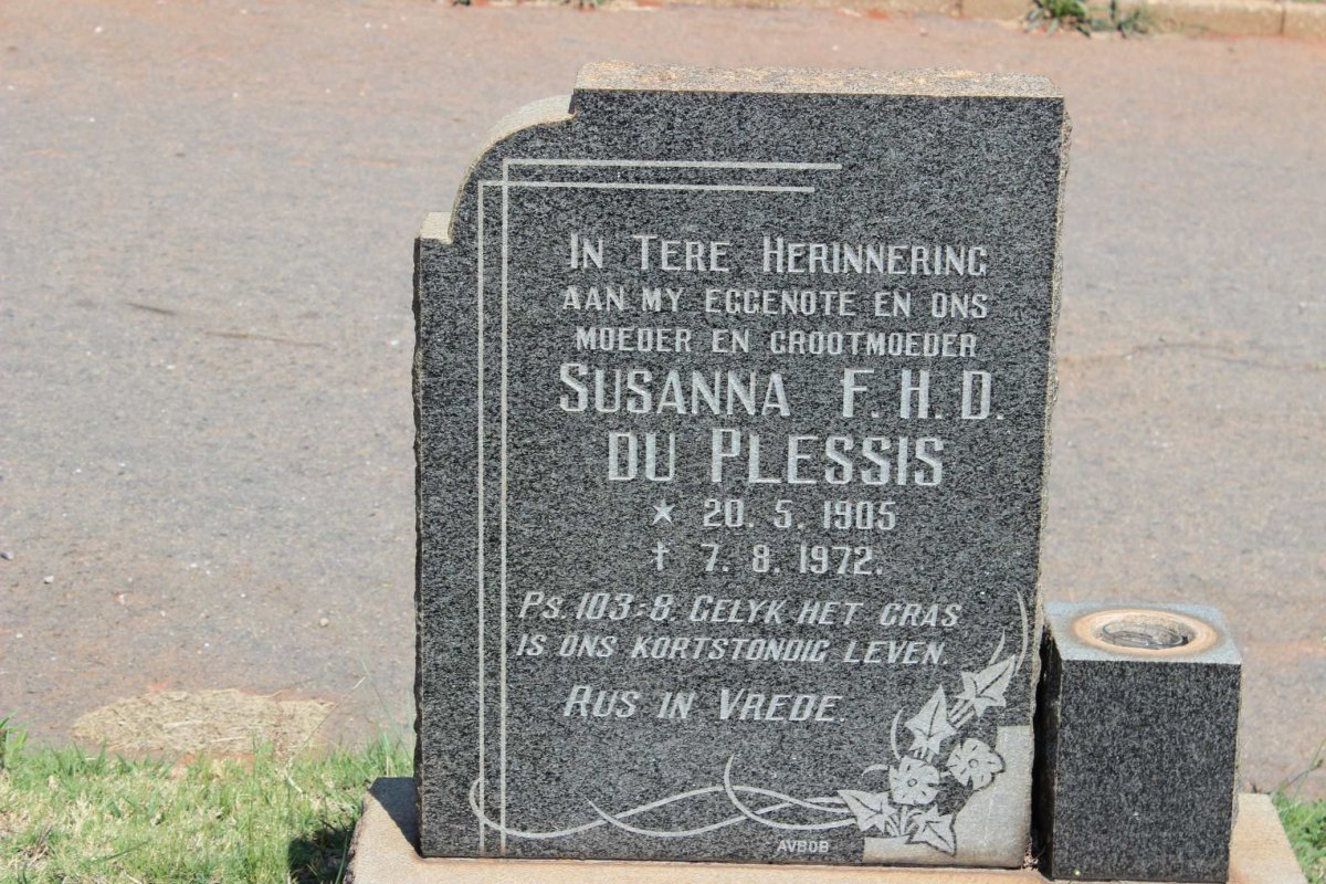 PLESSIS Susanna F.H.D., du 1905-1972